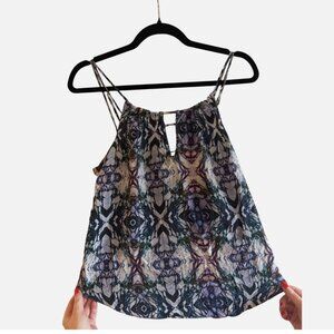 Rory Beca Brand Women's Top Blouse Size Small 100% Silk Blue & White